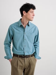 Seasalt Cornwall Blue Mens Turnstone Cotton Striped Shirt - Image 1 of 6