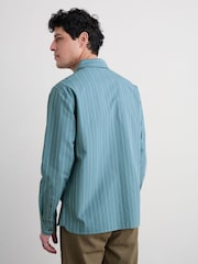 Seasalt Cornwall Blue Mens Turnstone Cotton Striped Shirt - Image 2 of 6