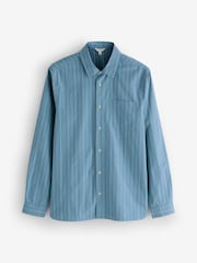 Seasalt Cornwall Blue Mens Turnstone Cotton Striped Shirt - Image 4 of 6