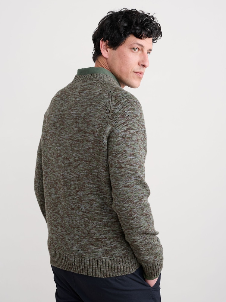 Seasalt Cornwall Green Mens Neot Knitted Cotton Jumper - Image 2 of 6 Seasalt Cornwall Green Mens Neot Knitted Cotton Jumper - Image 2 of 6