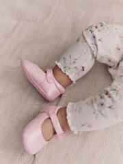 Pink Shimmer Butterfly Mary Jane Baby Shoes (0-18mths) - Image 1 of 7