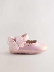 Pink Shimmer Butterfly Mary Jane Baby Shoes (0-18mths) - Image 3 of 7