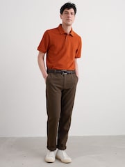 Seasalt Cornwall Red Mens Balefire Striped Polo Shirt In GOTS Certified Cotton - Image 1 of 5