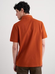 Seasalt Cornwall Red Mens Balefire Striped Polo Shirt In GOTS Certified Cotton - Image 2 of 5