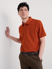 Seasalt Cornwall Red Mens Balefire Striped Polo Shirt In GOTS Certified Cotton - Image 3 of 5