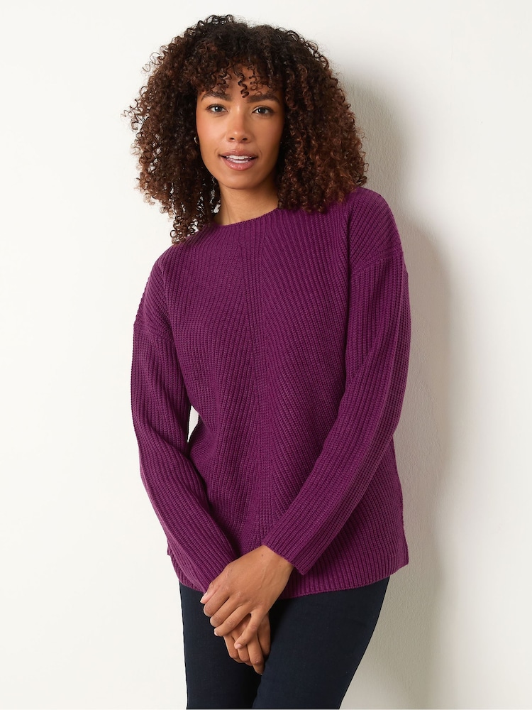 M&Co Purple Funnel Neck Stitch Jumper - Image 1 of 5