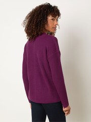 M&Co Purple Funnel Neck Stitch Jumper - Image 3 of 5