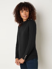 M&Co Black Button Turtle Neck Jumper - Image 1 of 5