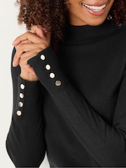 M&Co Black Button Turtle Neck Jumper - Image 4 of 5
