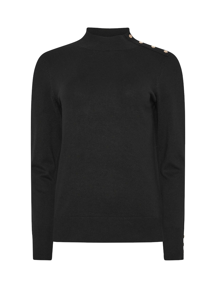 M&Co Black Button Turtle Neck Jumper - Image 5 of 5
