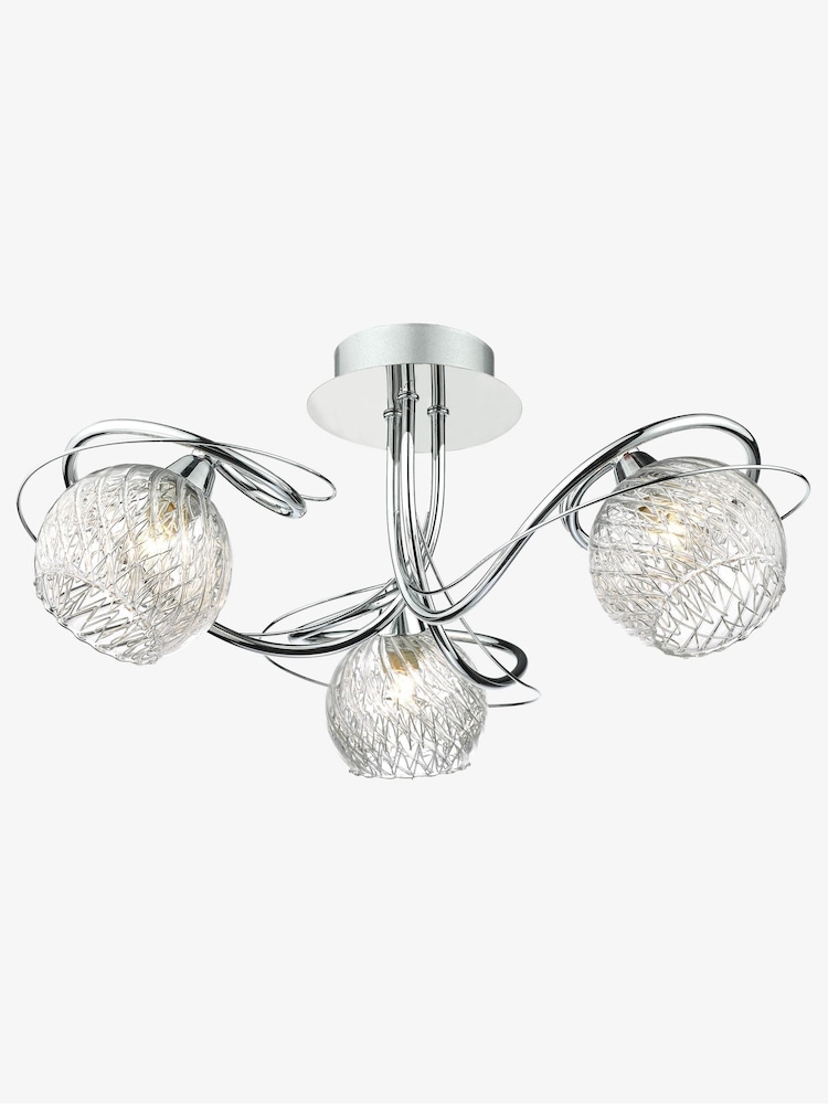 Dar Lighting Polished Chrome Ribbed Glass Rehan 3 Light Flush Fitting - Image 2 of 5 Dar Lighting Polished Chrome Ribbed Glass Rehan 3 Light Flush Fitting - Image 2 of 5