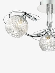 Dar Lighting Polished Chrome Ribbed Glass Rehan 3 Light Flush Fitting - Image 3 of 5