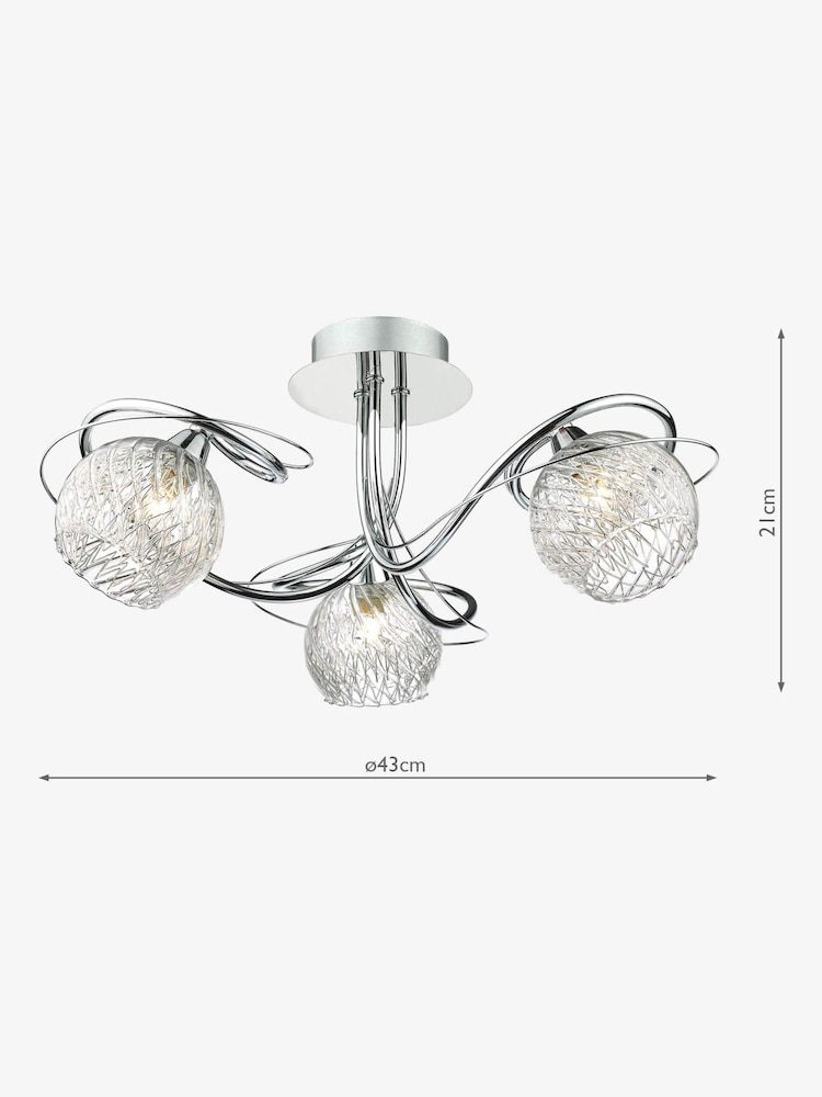Dar Lighting Polished Chrome Ribbed Glass Rehan 3 Light Flush Fitting - Image 5 of 5 Dar Lighting Polished Chrome Ribbed Glass Rehan 3 Light Flush Fitting - Image 5 of 5