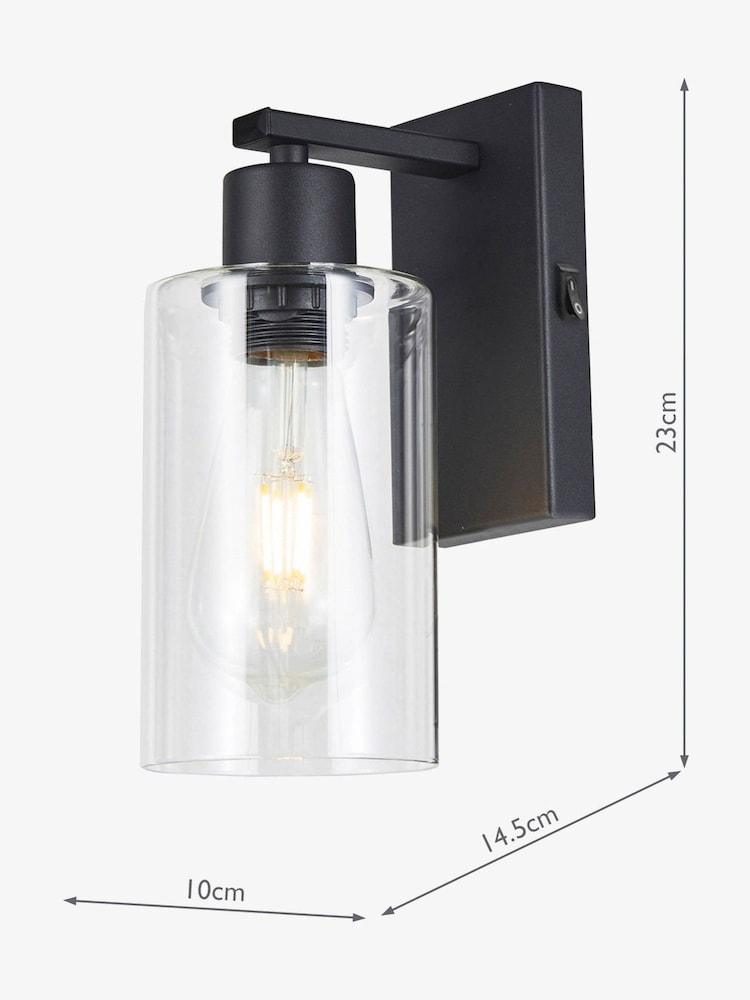 Dar Lighting Matt Black Glass Miu Wall Light - Image 3 of 3