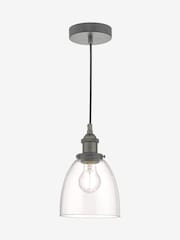 Dar Lighting Antique Chrome Glass Arvin Pendant Ceiling Light - Image 1 of 5
