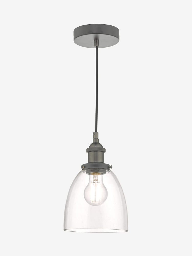 Dar Lighting Antique Chrome Glass Arvin Pendant Ceiling Light - Image 1 of 5