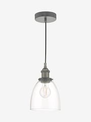 Dar Lighting Antique Chrome Glass Arvin Pendant Ceiling Light - Image 2 of 5