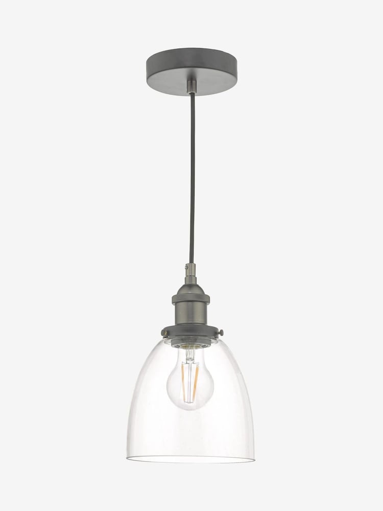 Dar Lighting Antique Chrome Glass Arvin Pendant Ceiling Light - Image 2 of 5