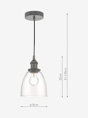 Dar Lighting Antique Chrome Glass Arvin Pendant Ceiling Light - Image 4 of 5