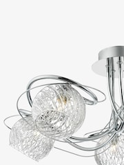 Dar Lighting Polished Chrome Ribbed Glass Rehan 5 Light Flush Fitting - Image 3 of 5