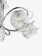 Dar Lighting Polished Chrome Ribbed Glass Rehan 5 Light Flush Fitting - Image 5 of 5