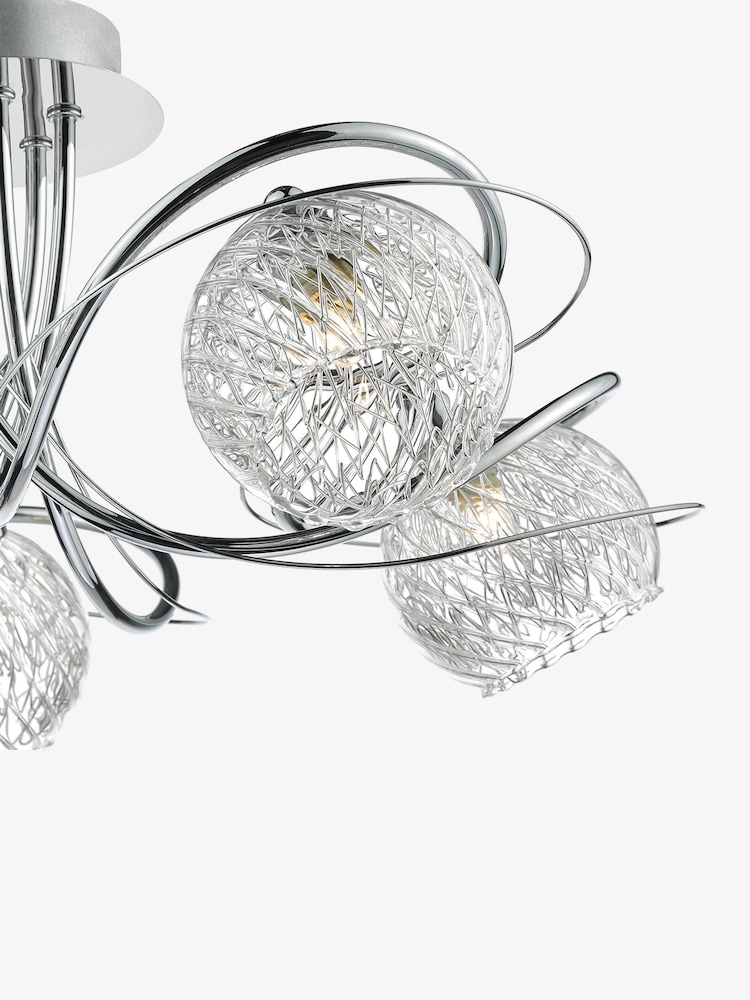 Dar Lighting Polished Chrome Ribbed Glass Rehan 5 Light Flush Fitting - Image 5 of 5