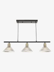 Dar Lighting Antique Brass Ribbed Glass Boyd Pendant Flush Ceiling Light - Image 4 of 8