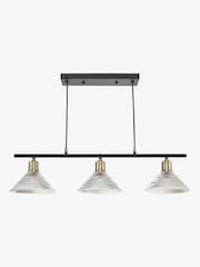 Dar Lighting Antique Brass Ribbed Glass Boyd Pendant Flush Ceiling Light - Image 5 of 8