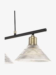 Dar Lighting Antique Brass Ribbed Glass Boyd Pendant Flush Ceiling Light - Image 6 of 8
