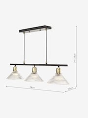Dar Lighting Antique Brass Ribbed Glass Boyd Pendant Flush Ceiling Light - Image 8 of 8