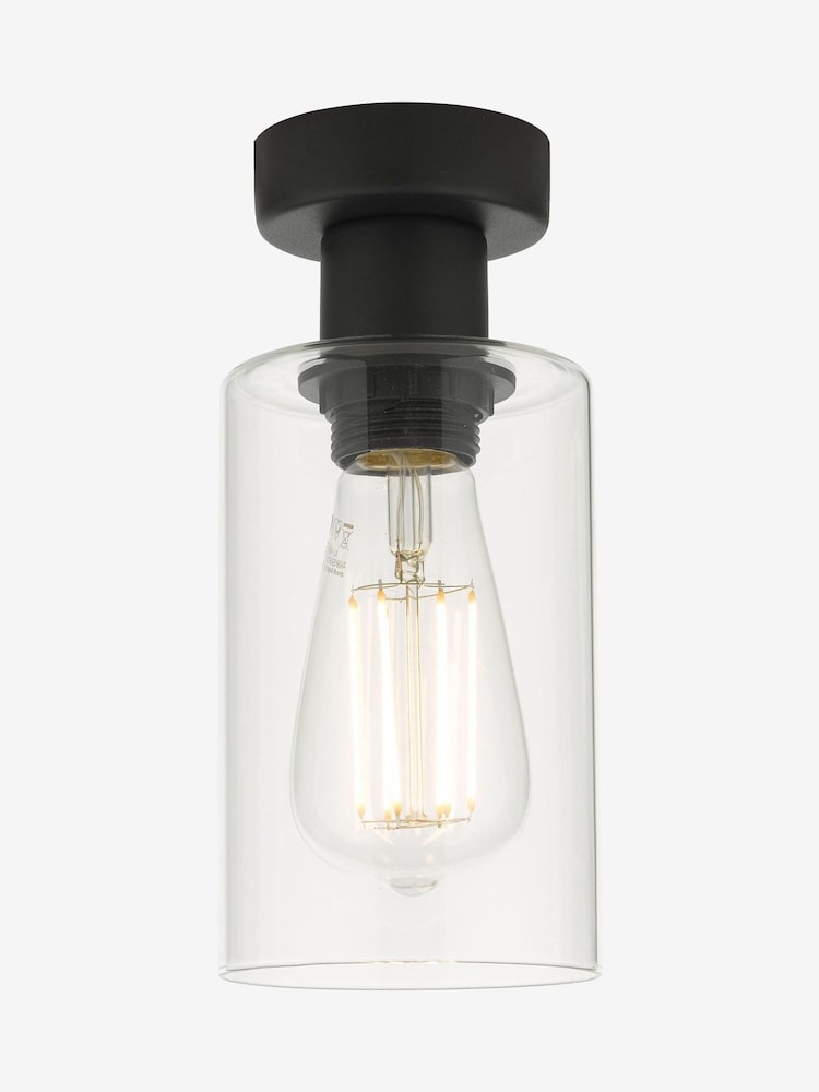 Dar Lighting Matt Black Glass Miu Flush Light - Image 1 of 3 Dar Lighting Matt Black Glass Miu Flush Light - Image 1 of 3
