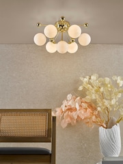 Dar Lighting Polished Gold Opal Glass Ursa 7lt Flush Light - Image 1 of 8