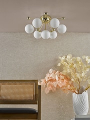 Dar Lighting Polished Gold Opal Glass Ursa 7lt Flush Light - Image 2 of 8