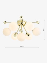Dar Lighting Polished Gold Opal Glass Ursa 7lt Flush Light - Image 4 of 8