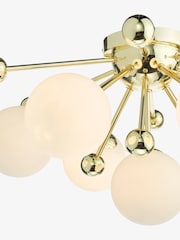 Dar Lighting Polished Gold Opal Glass Ursa 7lt Flush Light - Image 6 of 8