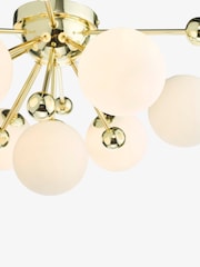 Dar Lighting Polished Gold Opal Glass Ursa 7lt Flush Light - Image 7 of 8