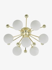 Dar Lighting Polished Gold Opal Glass Ursa 7lt Flush Light - Image 8 of 8