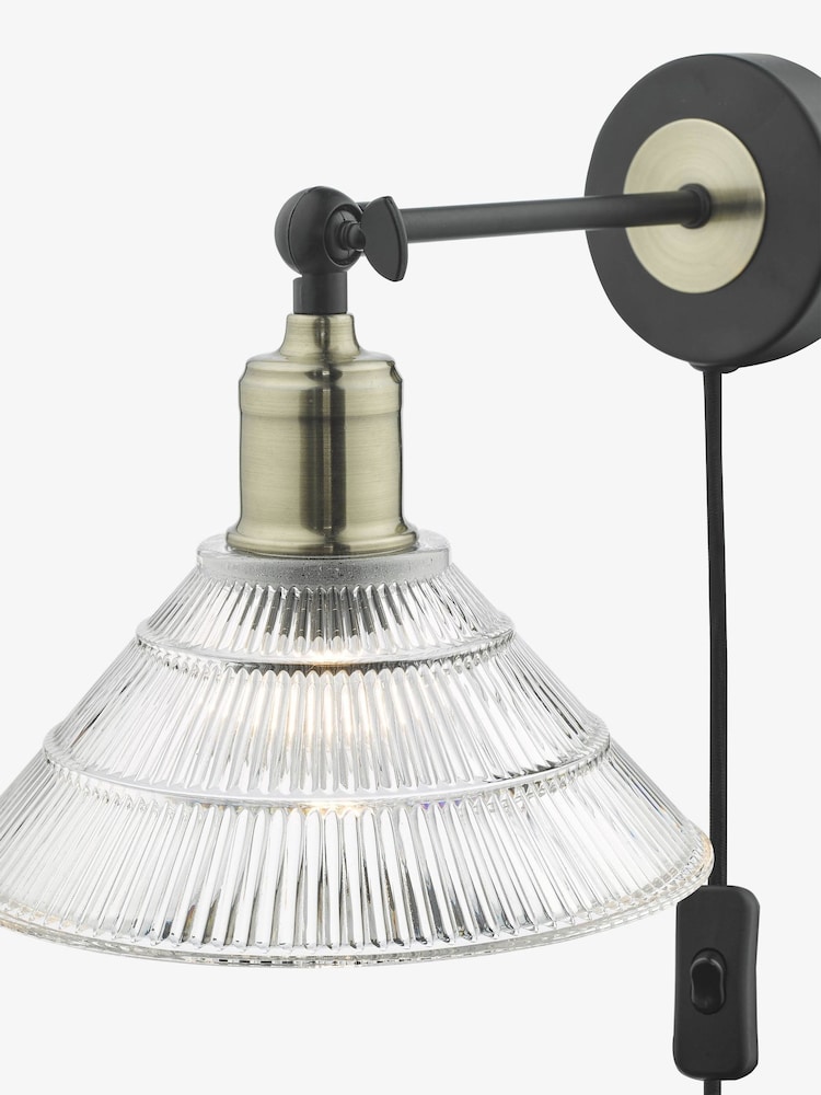 Dar Lighting Antique Brass Ribbed Glass Boyd Wall Light - Image 5 of 5 Dar Lighting Antique Brass Ribbed Glass Boyd Wall Light - Image 5 of 5