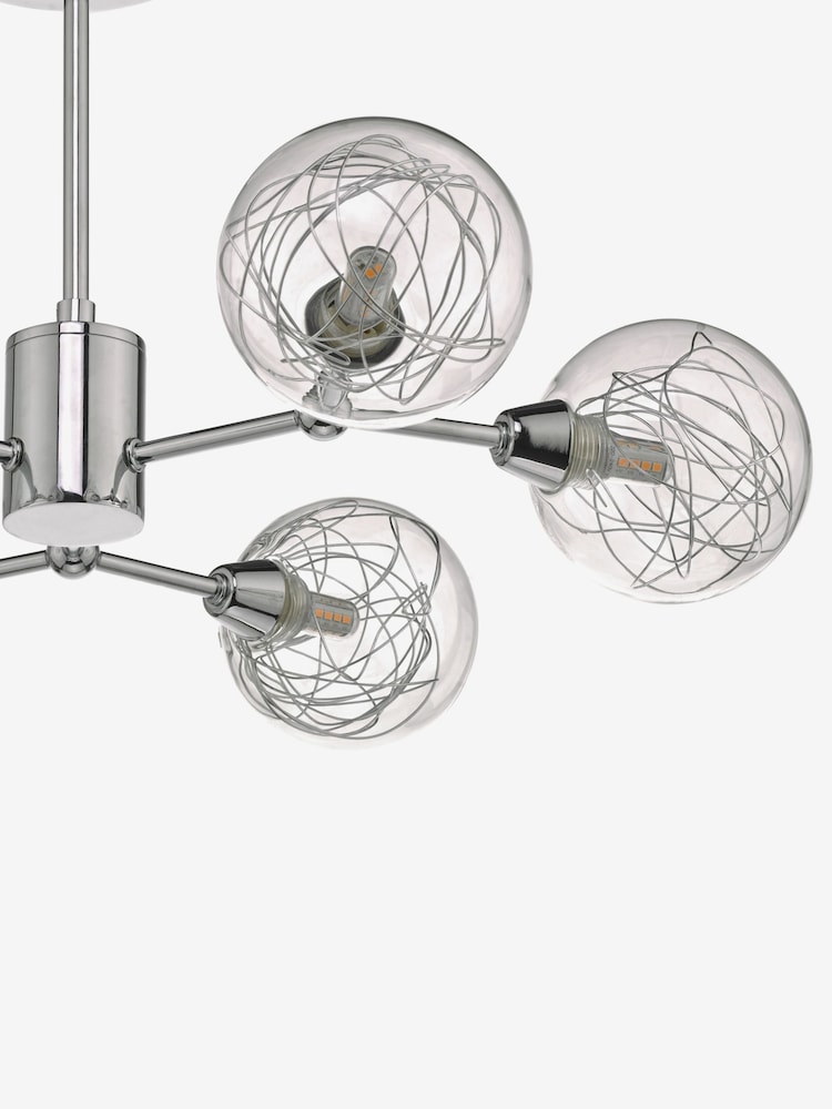 Dar Lighting Polished Chrome Glass Tyka 6lt Semi Flush Light - Image 5 of 5 Dar Lighting Polished Chrome Glass Tyka 6lt Semi Flush Light - Image 5 of 5