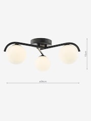 Dar Lighting Matt Black Opal Glass Orlena 3lt Flush Light - Image 4 of 7