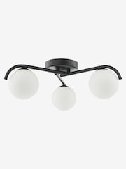 Dar Lighting Matt Black Opal Glass Orlena 3lt Flush Light - Image 5 of 7