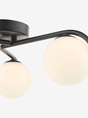 Dar Lighting Matt Black Opal Glass Orlena 3lt Flush Light - Image 6 of 7