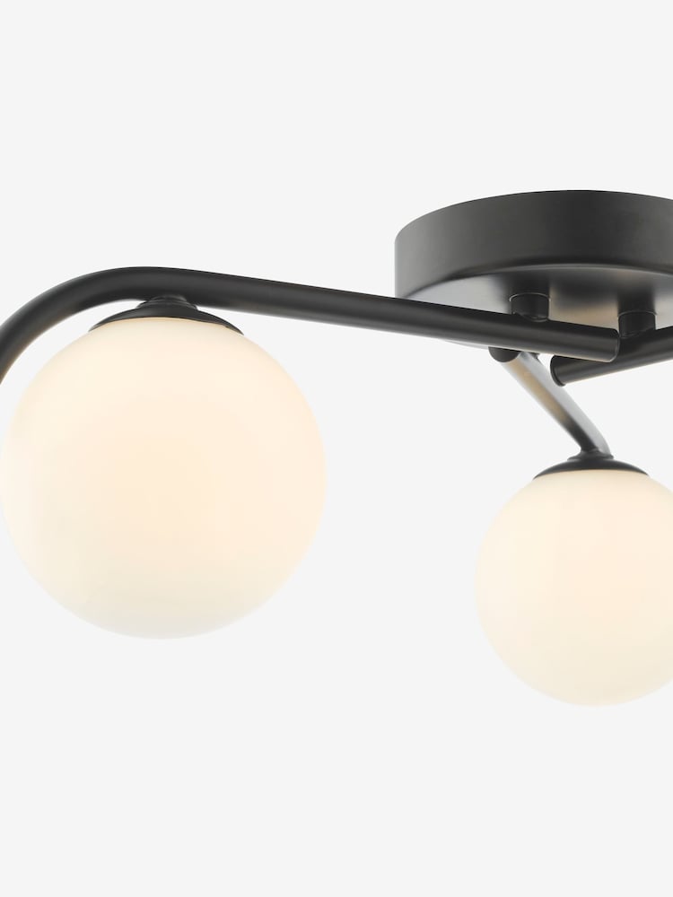 Dar Lighting Matt Black Opal Glass Orlena 3lt Flush Light - Image 7 of 7