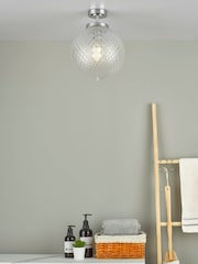 Dar Lighting Polished Chrome Textured Glass Wayne Semi Flush - Image 1 of 5