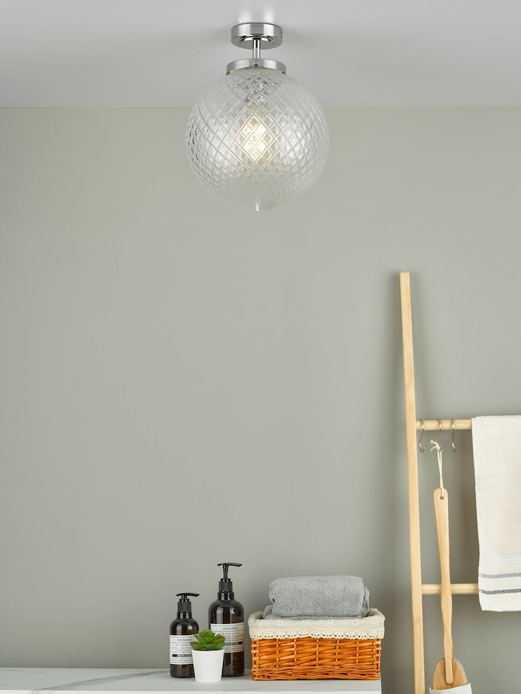 Dar Lighting Polished Chrome Textured Glass Wayne Semi Flush - Image 1 of 5 Dar Lighting Polished Chrome Textured Glass Wayne Semi Flush - Image 1 of 5