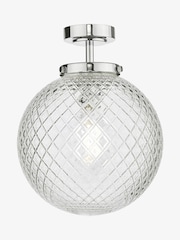 Dar Lighting Polished Chrome Textured Glass Wayne Semi Flush - Image 2 of 5