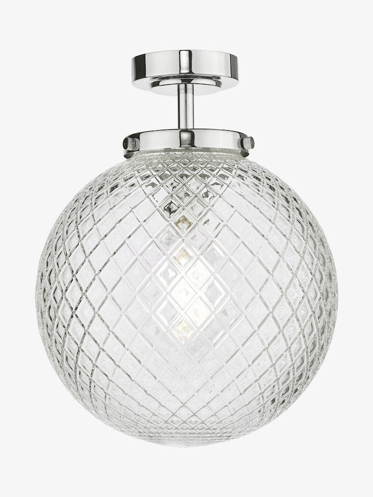 Dar Lighting Polished Chrome Textured Glass Wayne Semi Flush - Image 2 of 5 Dar Lighting Polished Chrome Textured Glass Wayne Semi Flush - Image 2 of 5