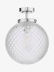 Dar Lighting Polished Chrome Textured Glass Wayne Semi Flush - Image 3 of 5