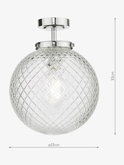 Dar Lighting Polished Chrome Textured Glass Wayne Semi Flush - Image 4 of 5