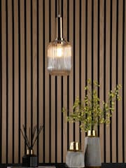 Dar Lighting Champagne Ribbed Glass Easy Fit Sawyer Pendant Light - Image 1 of 4